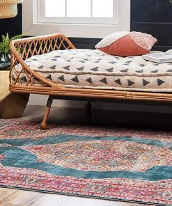 UL Vintage Traditional Turquoise Red Violet Area Rugs