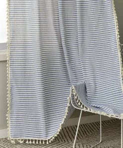 Modern Rugs And Decor Bathroom ColorBird Striped Semi-Blackout Window Curtains 2 Panels Farmhouse Style Cotton Linen