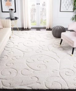 FAS All Area Rugs And Runners Premium Swirl Thick Plush Cream/Cream Area Shag Rug