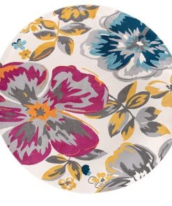 WRG Floral Multi-color Gray Yellow Fuchsia Area Rugs All Area Rugs And Runners