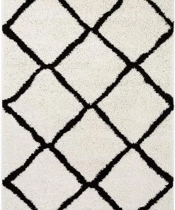 Celosia Ww Celina Black Moroccan Shag Diamond Trellis Pattern Area Rug All Area Rugs And Runners