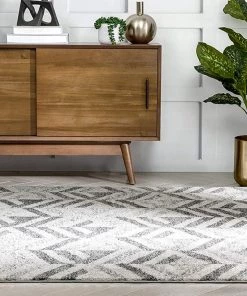 Well Woven Seville Grey & Ivory Diamond Lines Geometric Pattern Area Rug All Area Rugs And Runners