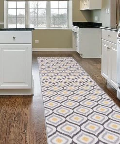 WRG Moroccan Design Gray Yellow Non-Skid Low Pile Area Rug