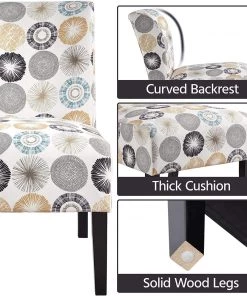 YAHEETECH Modern Accent Chair Slipper Chair Casual Upholstered Single Sofa Fabric Cloth Armless Chair For Living Room Bedroom Vanity Desk Beige Modern/ Geometric Rugs