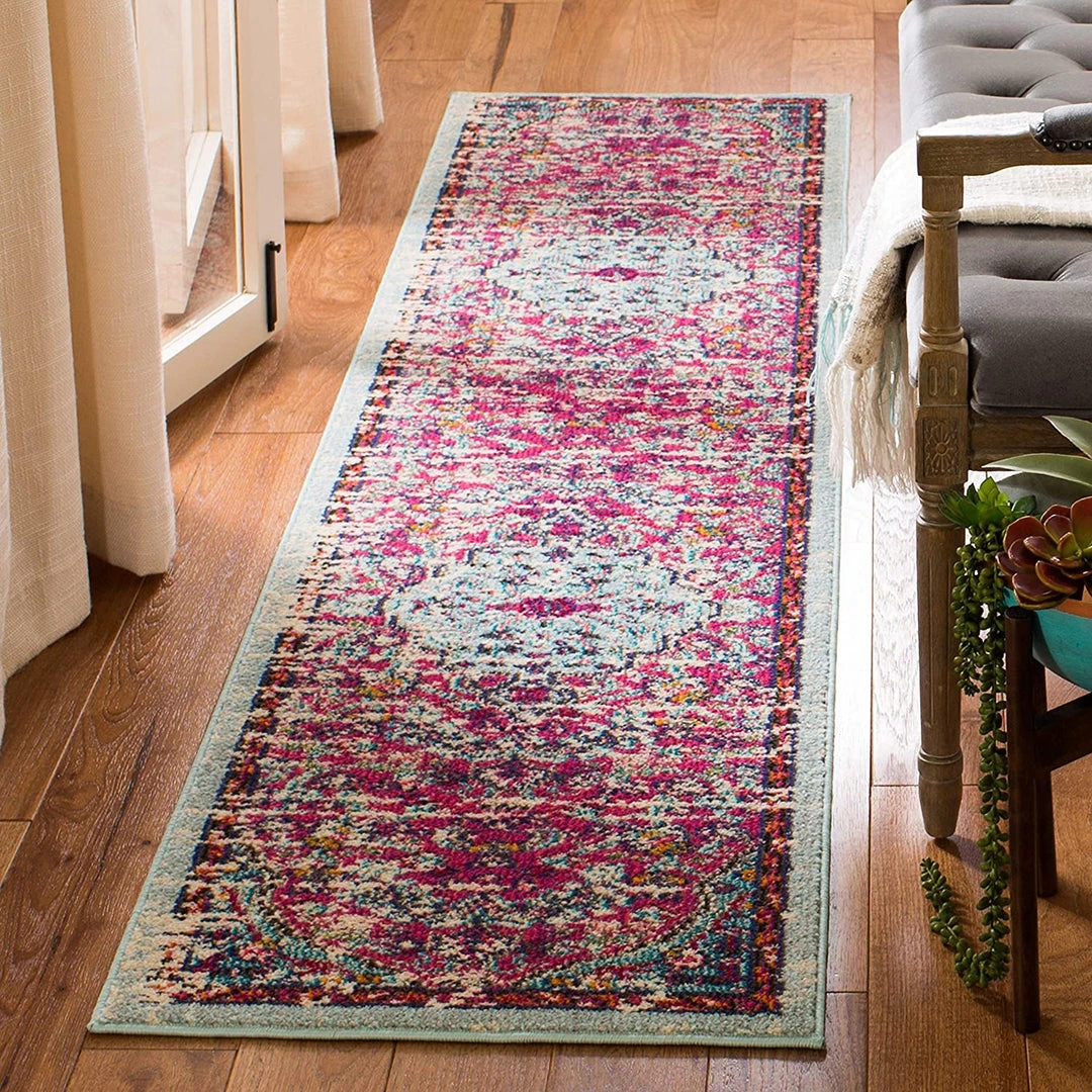 Safavieh Madison Collection Boho Chic Medallion Distressed Soft Area Rug Fuchsia / Teal All Area Rugs And Runners 9 Safavieh Madison Collection Boho Chic Medallion Distressed Soft Area Rug Fuchsia / Teal All Area Rugs And Runners