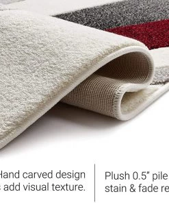 WW Modern Geometric Red White Comfy Hand Carved Area Rugs All Area Rugs And Runners 14 WW Modern Geometric Red White Comfy Hand Carved Area Rugs All Area Rugs And Runners