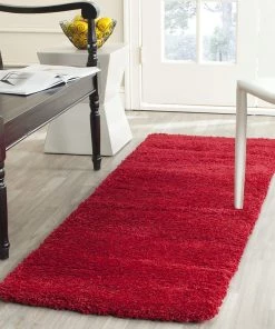 FAS All Area Rugs And Runners Red Soft Plush Shag Area Rug