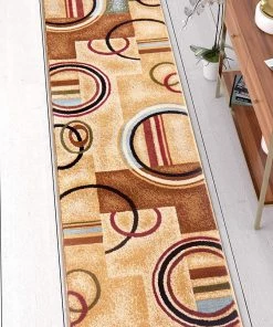 WW Modern Geometric Circles Ivory Multi Soft Area Rugs