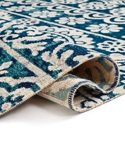 Ww Signora Klim Style All Area Rugs And Runners Modern Floral Ivory Blue Short Pile Area Rug