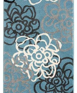 WRG Floral Grey Blue Area Rug