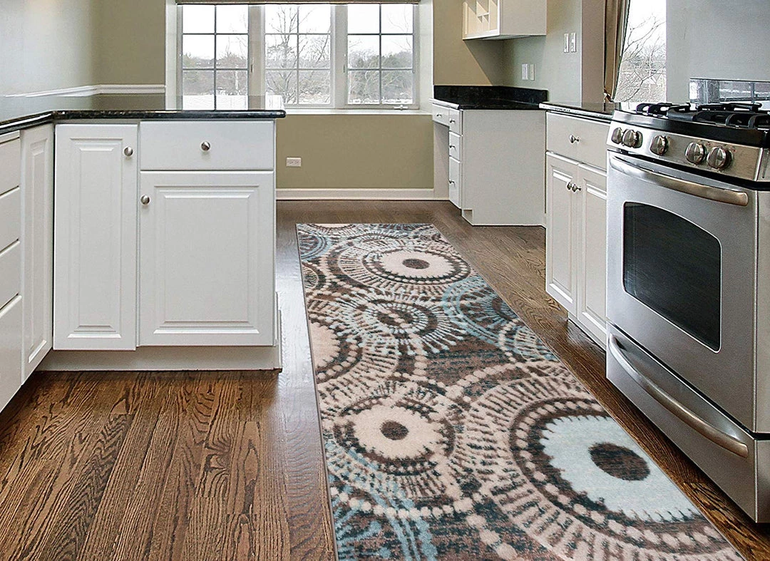 WRG All Area Rugs And Runners Contemporary Circles Brown Blue Area Rug 6 WRG All Area Rugs And Runners Contemporary Circles Brown Blue Area Rug