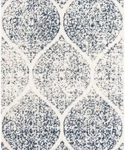 FAS All Area Rugs And Runners Geometric Trellis Distressed Cream Royal Blue Soft Area Rug