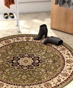 Ww Kashan Medallion Green Traditional Soft Area Rug 26 Ww Kashan Medallion Green Traditional Soft Area Rug