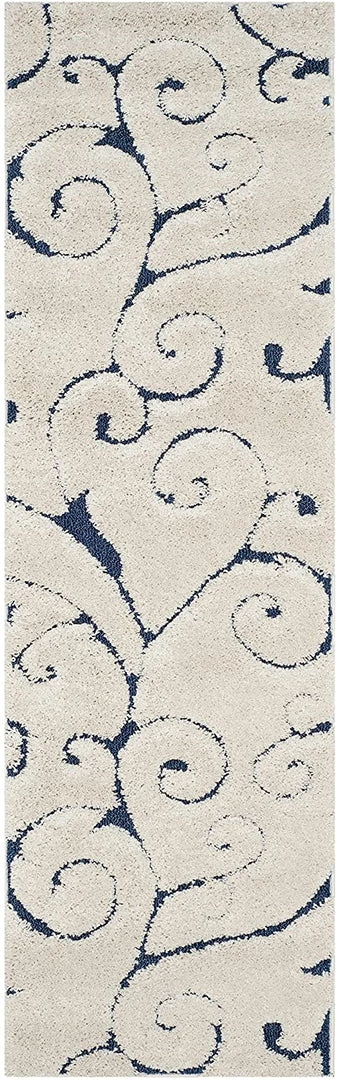 FAS All Area Rugs And Runners Premium Swirl Thick Plush Cream/Blue Area Shag Rug 2 FAS All Area Rugs And Runners Premium Swirl Thick Plush Cream/Blue Area Shag Rug