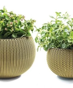COL Knit Texture Planters Pots With Removable Liners Home Décor