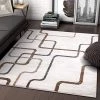WW Modern Geometric Ivory Beige Comfy Area Rugs