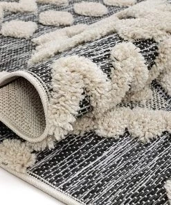 Varda Grey Tribal All Area Rugs And Runners Cenar Grey Flat-Weave Hi-Low Pile Diamond Medallion Stripes Moroccan Tribal Area Rug