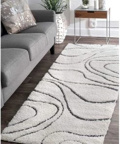 FAS All Area Rugs And Runners Ivory Gray Soft Plush Shag Area Rug