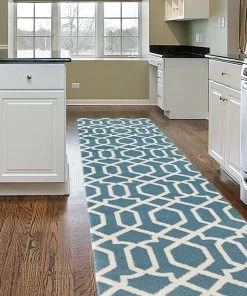 Free Std. Shipping 4-6 Days Blue White Trellis Area Rug All Area Rugs And Runners