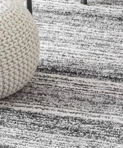 FAS Premium Handmade Striped Gray Plush Shag Area Rugs