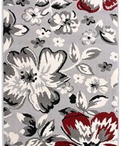 WRG All Area Rugs And Runners Gray/Grey Red White Floral Area Rugs