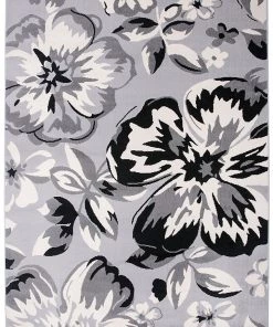 WRG All Area Rugs And Runners Gray/Grey Black White Floral Area Rugs