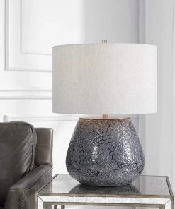 Uttermost Pebbles Metallic Charcoal Gray Finish Ceramic Table Lamp Lamps