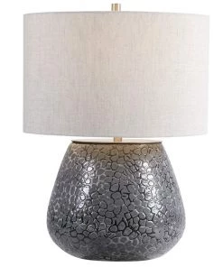 Uttermost Pebbles Metallic Charcoal Gray Finish Ceramic Table Lamp Lamps