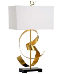 Wildwood Ribbon Twirl Antique Gold Leaf Metal Table Lamp Lamps