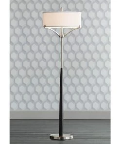 Lamp Plus Avery Black And Brushed Nickel Column 2-Light Floor Lamp Lamps