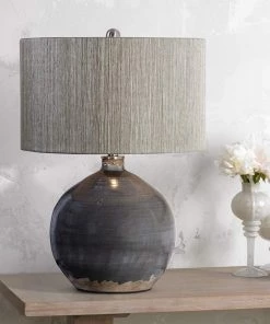 Uttermost Vardenis Charcoal Crackle Ceramic Table Lamp Lamps