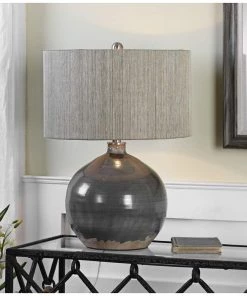 Uttermost Vardenis Charcoal Crackle Ceramic Table Lamp Lamps