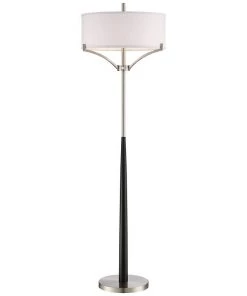 Lamp Plus Avery Black And Brushed Nickel Column 2-Light Floor Lamp Lamps