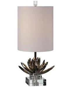 Uttermost Antiqued Metallic Silver Lotus Buffet Table Lamp