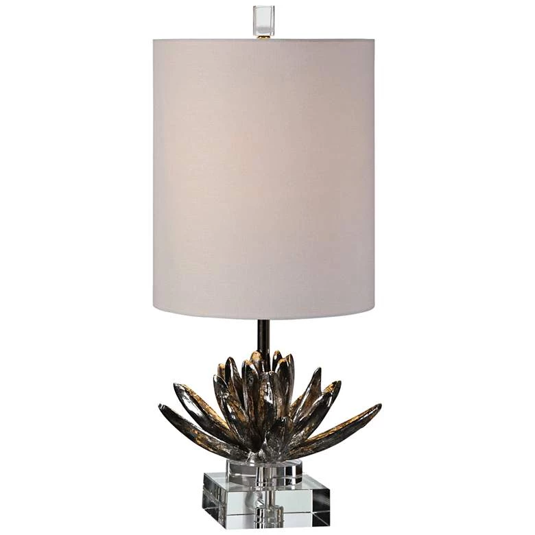 Uttermost Antiqued Metallic Silver Lotus Buffet Table Lamp 2 Uttermost Antiqued Metallic Silver Lotus Buffet Table Lamp