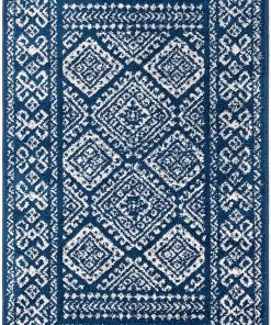 Safavieh All Area Rugs And Runners Moroccan Boho Distressed Area Rug Navy / Ivory