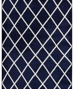 DD Navy Ivory Trellis Area Rugs