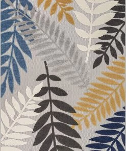WRG Floral Gray Multi High Traffic Stain Resistant Indoor Outdoor Area Rug