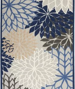 WRG Indoor/Outdoor Floral Blue/Multicolor Area Rug