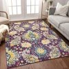 Modern Rugs And Decor Mystic Ash Lavender Bohemian Floral Distressed Area Rug All Area Rugs And Runners