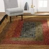 FAS Geometric Bordered Black Brown Red Soft Area Rugs - Multiple Sizes All Area Rugs And Runners