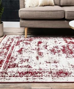 UL All Area Rugs And Runners Vintage Distressed Burgundy Area Rugs