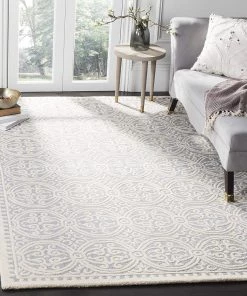 FAS All Area Rugs And Runners Handcrafted Geometric Light Blue Ivory Premium Wool Soft Area Rug