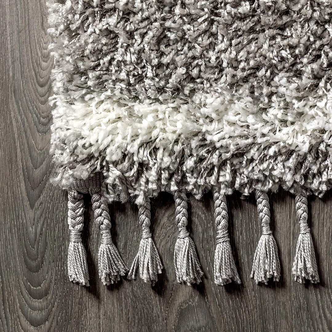 Jonathan All Area Rugs And Runners Mercer Plush Tassel Moroccan Tribal Geometric Trellis Area Rugs, Denim Blue/Cream 5 Jonathan All Area Rugs And Runners Mercer Plush Tassel Moroccan Tribal Geometric Trellis Area Rugs, Denim Blue/Cream