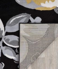 WRG All Area Rugs And Runners Floral Black Yellow Teal Blue Gray Area Rugs