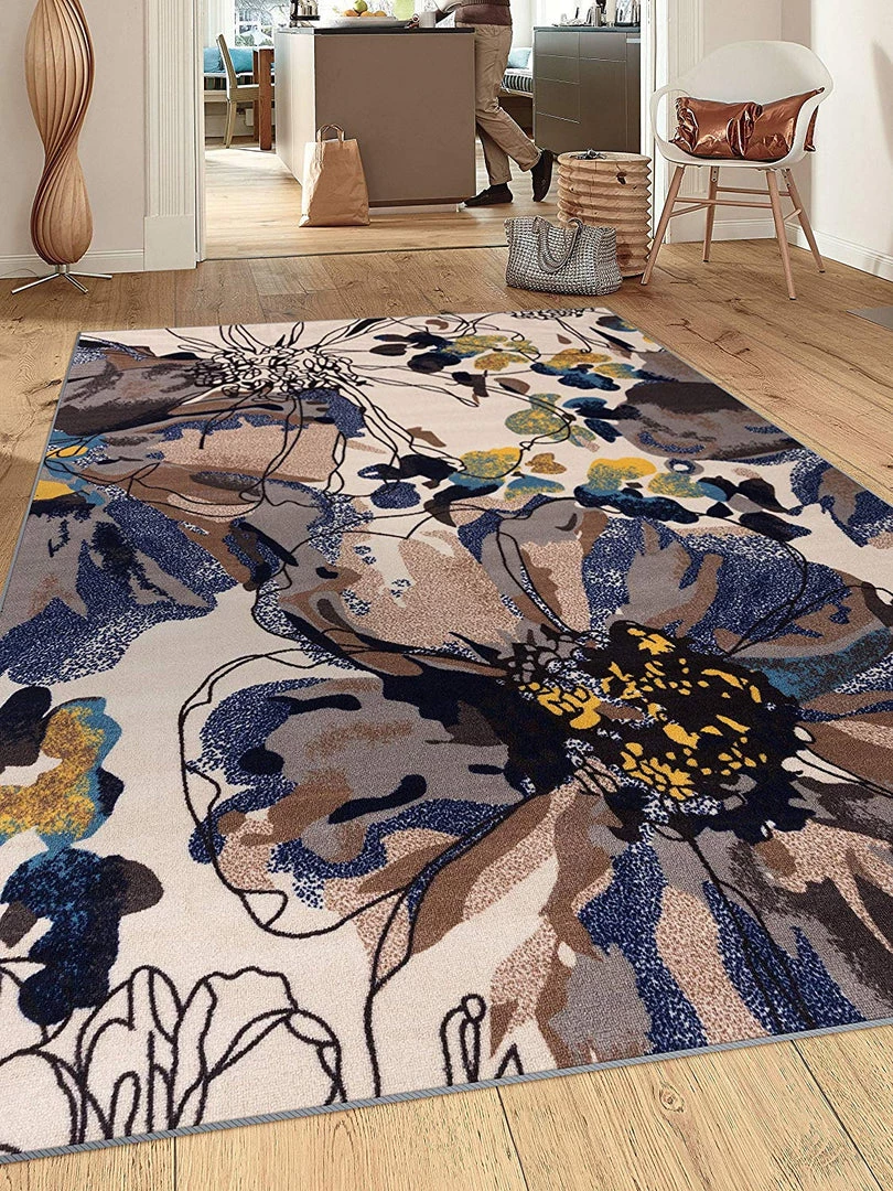 WRG All Area Rugs And Runners Floral Cream Multicolor Area Rug Non-Slip Non Skid 1 WRG All Area Rugs And Runners Floral Cream Multicolor Area Rug Non-Slip Non Skid
