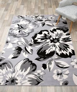 WRG All Area Rugs And Runners Gray/Grey Black White Floral Area Rugs 12 WRG All Area Rugs And Runners Gray/Grey Black White Floral Area Rugs