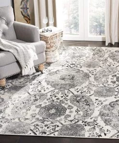 FAS Floral Cream/ Silver Soft Area Rugs