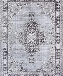 Modern Rugs And Decor All Area Rugs And Runners Mareva Machine Washable Grey Vintage Oriental Medallion Area Rug