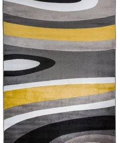 WRG All Area Rugs And Runners Gray/Grey Yellow Abstract Area Rug
